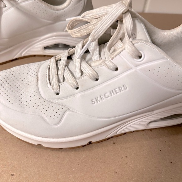 SKETCHERS 8.5 Woman Street Uno wedge white memory foam comfort casual sneaker - Picture 7 of 15
